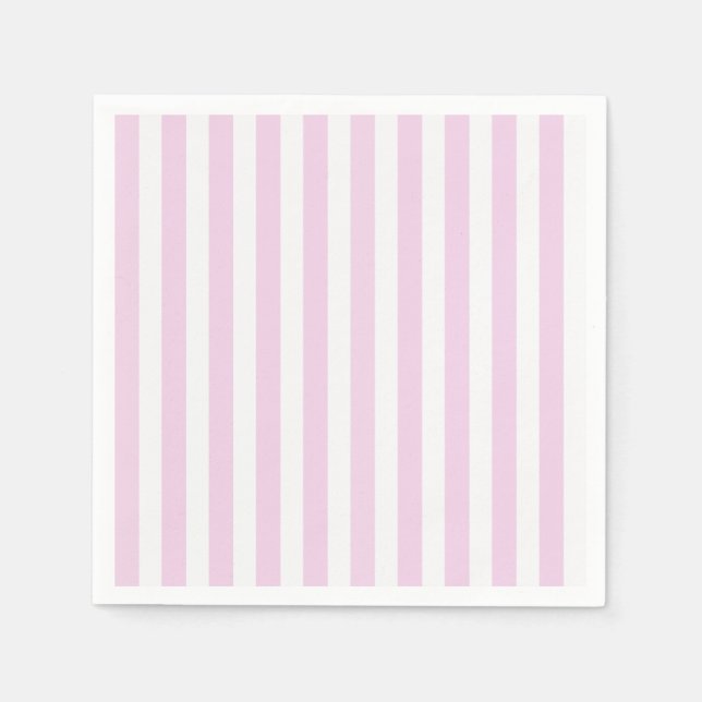 Serviette En Papier Bandes de bonbons rose pâle et blanc (Devant)