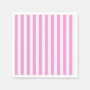 Serviette En Papier Bandes de bonbons roses et blanches