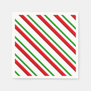 Serviette En Papier Bandes de bonbons, rouge, vert et blanc