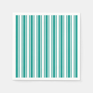 Serviette En Papier Bandes de bonbons turquoises et blanches