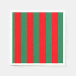 Serviette En Papier Bandes de Noël classiques rouges et vertes