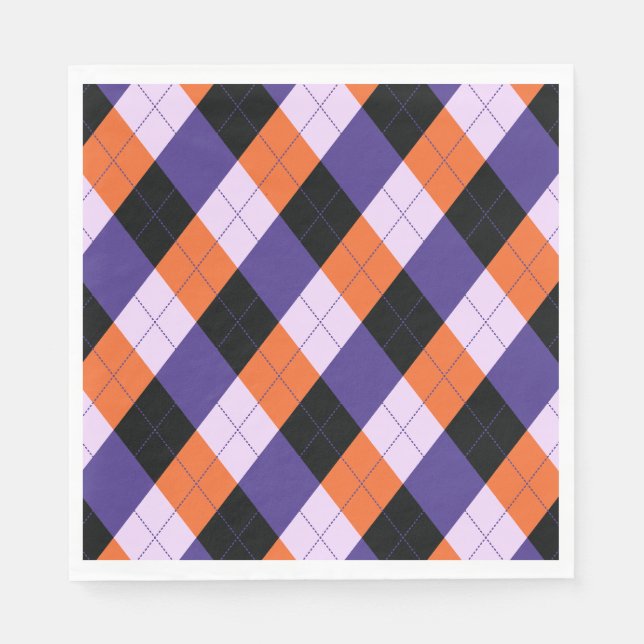Serviette En Papier Bandes diagonales violettes et orange (Devant)