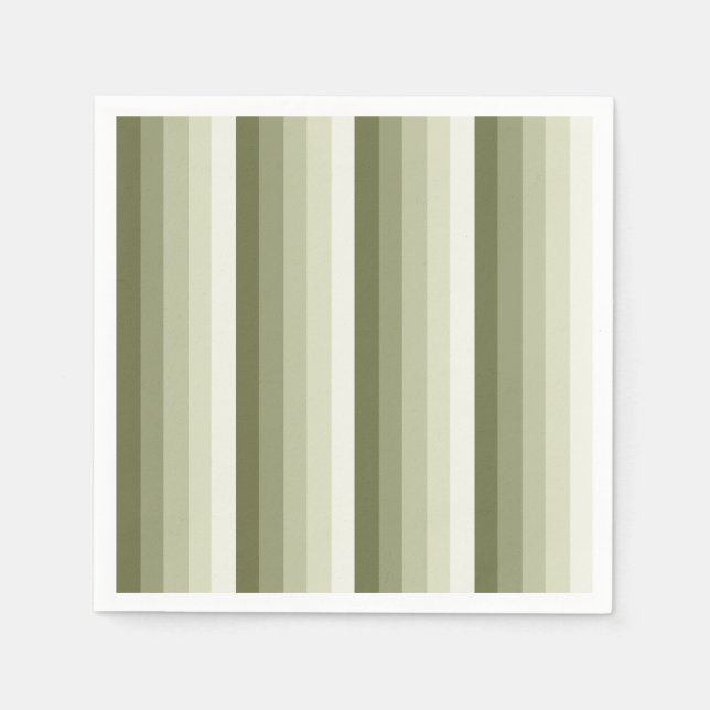 Serviette En Papier Bandes d'ombre vert olive (Devant)