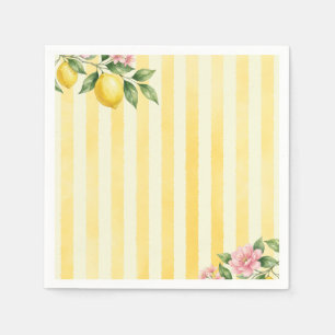 Serviette En Papier Bandes Jaunes Florales Citron Frais 21e Anniversai