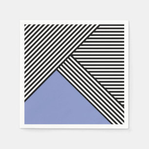 Serviette En Papier Bandes noires et blanches avec triangle bleu