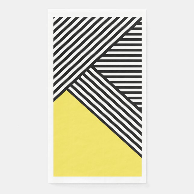 Serviette En Papier Bandes noires et blanches avec triangle jaune (Devant)