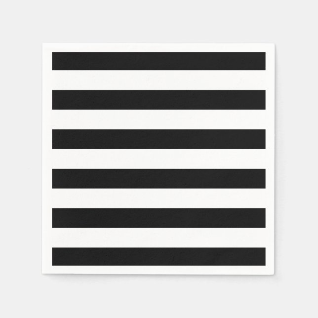 Serviette En Papier Bandes noires et blanches. Fête d'Halloween modern (Devant)