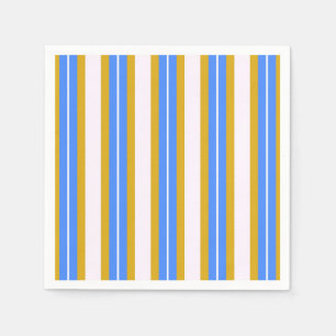 Serviette En Papier Bandes rétro - Bleu Jaune