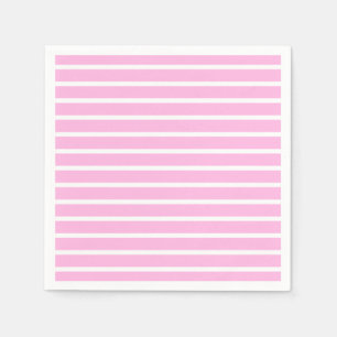 Serviette En Papier Bandes roses et blanches