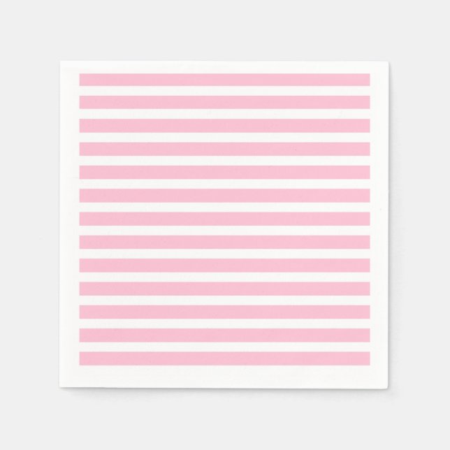 Serviette En Papier Bandes roses et blanches douces (Devant)