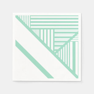 Serviette En Papier Bandes triangulaires - Vert et blanc de menthe