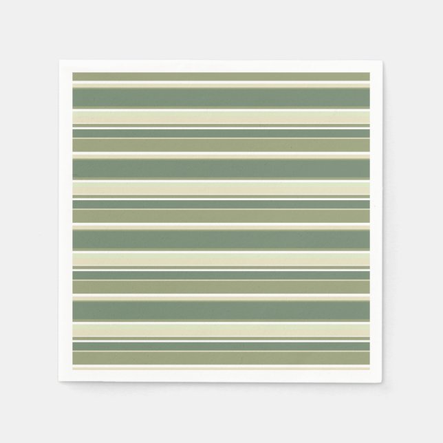 Serviette En Papier Bandes vert olive (Devant)