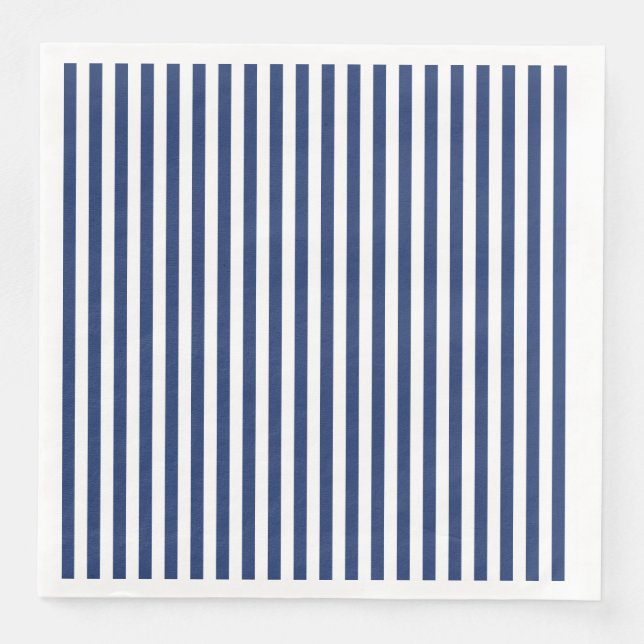 Serviette En Papier Bandes verticales minces de la marine (Devant)
