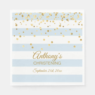 Serviette En Papier BAPTÊME BAPTÊME BÂTISSERIE Pastel Blue Gold BOY