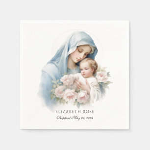Serviette En Papier Baptême bébé Christening Marie et Jésus