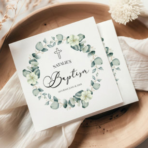 Serviette En Papier Baptême botanique Feuille d'Eucalyptus vert