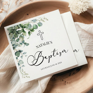 Serviette En Papier Baptême botanique Feuille d'Eucalyptus vert