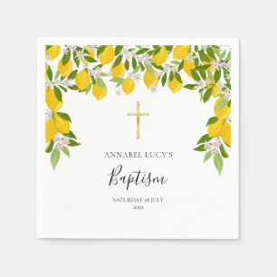 Serviette En Papier Baptême Citrons Fleurit Floral