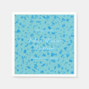 Serviette En Papier Baptême Confettis Bleu Bébé