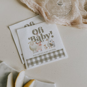 Serviette En Papier Baptême de Bébé Animaux de Ferme Mignons de Genre 