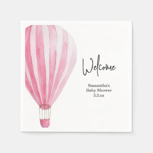 Serviette En Papier Baptême de bébé montgolfière chaude bienvenue