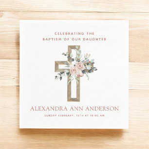 Serviette En Papier Baptême de fille Dusty Rose Christian