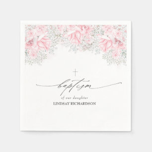 Serviette En Papier Baptême de la respiration du bébé et roses roses r