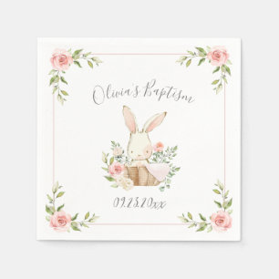 Serviette En Papier Baptême de lapin de lapin rose vif