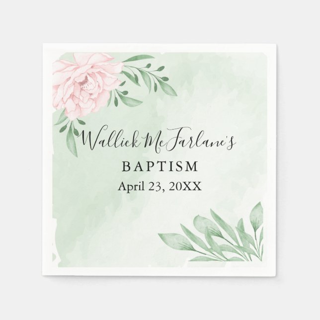 Serviette En Papier Baptême du feuillage rose Eucalyptus (Devant)