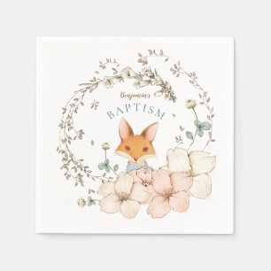Serviette En Papier Baptême du garçon botanique Vintage Cute Fox