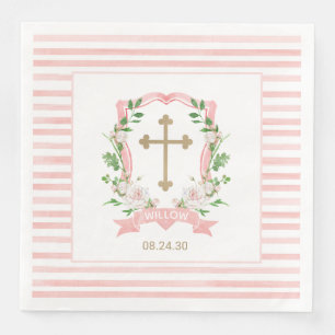 Serviette En Papier Baptême Floral Rougeur