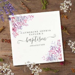 Serviette En Papier Baptême florale Fleur sauvage de lavande Christeni