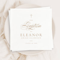Baptême Gold Elegant Cross Script Calligraphie