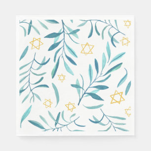 Serviette En Papier Bar Bat Mitzvah Mariage juif Hanukkah Aquarelle