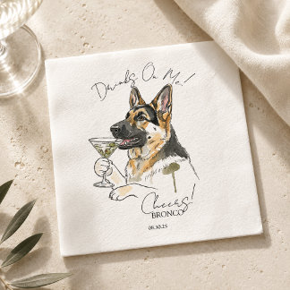 Serviette En Papier Bar ouvert Martini Berger Allemand Dessiné à la Ma