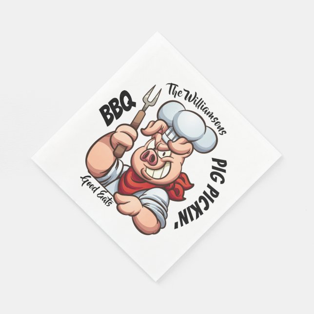Serviette En Papier Barbecue Cochon Pickin' Napkin (Coin)
