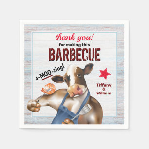 Serviette En Papier Barbecue Cuisine Vache Grillant crevettes