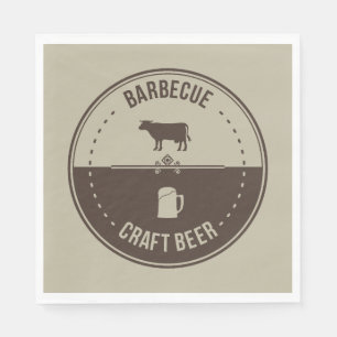 Serviette En Papier Barbecue et bière, insigne barbecue