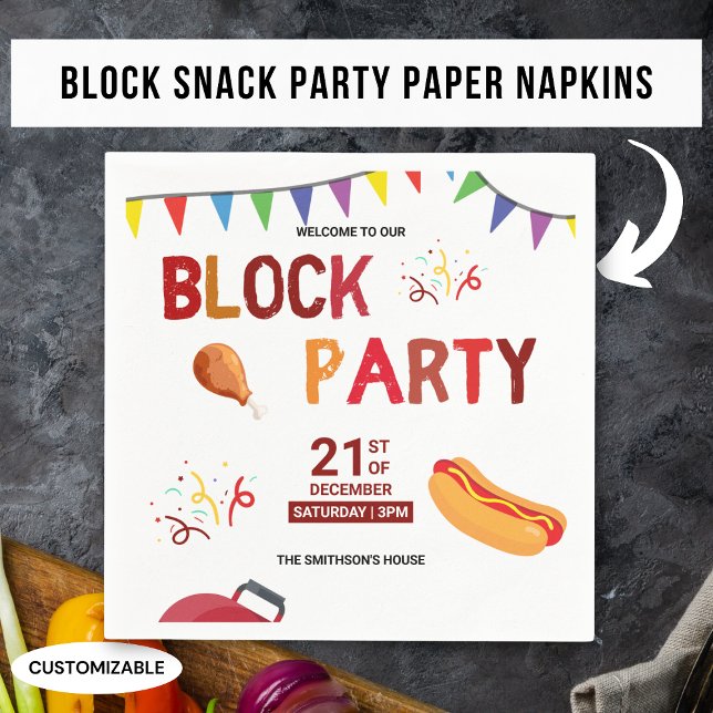 Serviette En Papier Barbeque Snack Pique-Nique Amusants Quartier Bloc  (Créateur téléchargé)