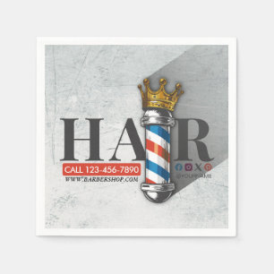 Serviette En Papier Barber Hair Shop King Crown Barber Pole Hair Salon