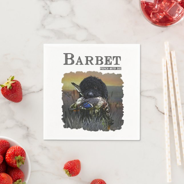 Serviette En Papier Barbet, Chien d'eau français (En situation)