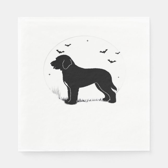 Serviette En Papier Barbet Chien - Halloween Lune Silhouette surdimens (Devant)