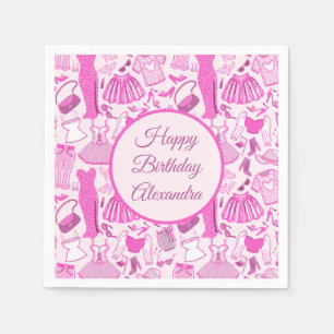 Serviette En Papier Barbiecore Motif de mode rose et rose chaud