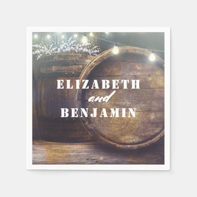 Serviette En Papier Baril d'haleine de bébé Mariage campagnard rustiqu (Devant)