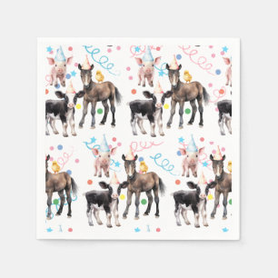 Serviette En Papier Barnyard Farm Animaux 1er anniversaire