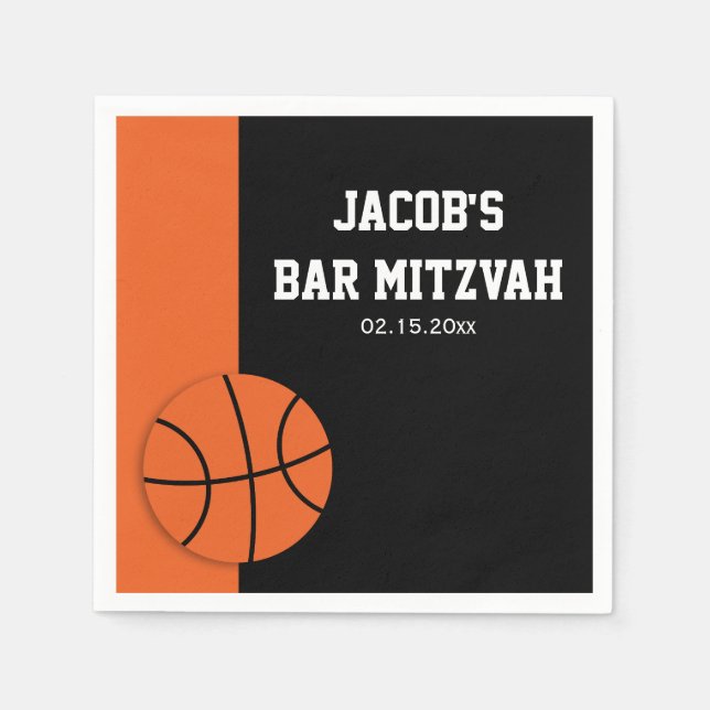 Serviette En Papier Barre de basket Mitzvah Personnalisé (Devant)