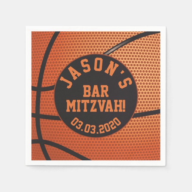 Serviette En Papier Barre de basketball personnalisée Mitzvah (Devant)