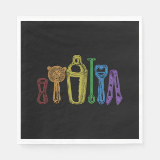Serviette En Papier Bartender LGBT Rainbow Barmaid Mixologue Barmaid