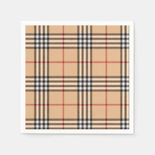 Serviette En Papier Base Chic Tan Chaud Blanc Noir Brown Tartan