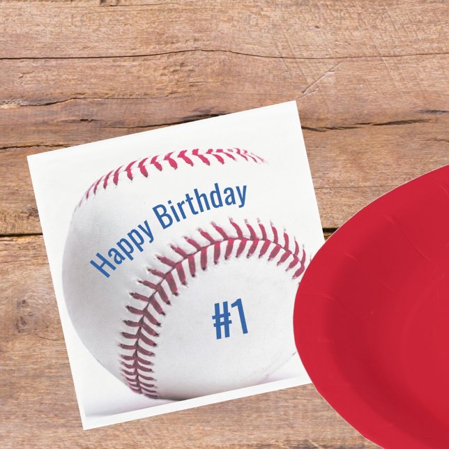 Serviette En Papier Baseball avec nom et âge fête d'anniversaire (Créateur téléchargé)